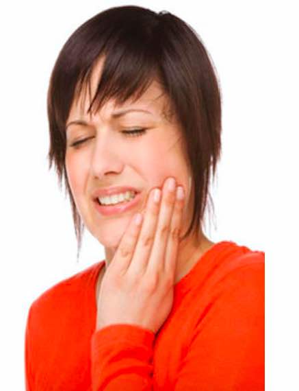 A lady experiencing a toothache.